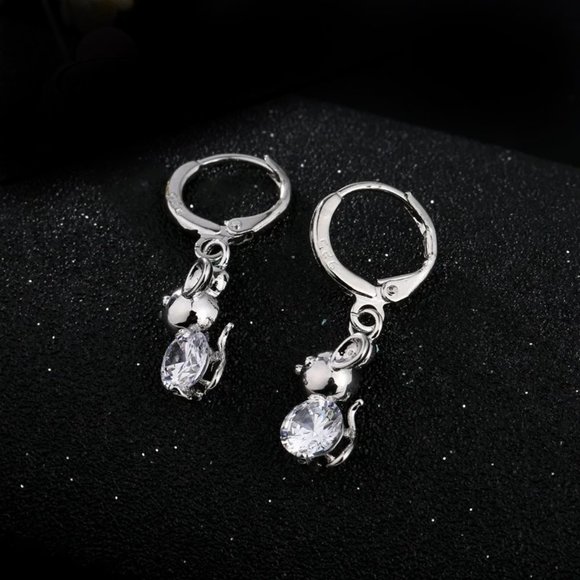 💎 NEW 💎 Little Mouse 925 Sterling Silver Earrings And Necklace Set Bundle - Picture 5 of 7